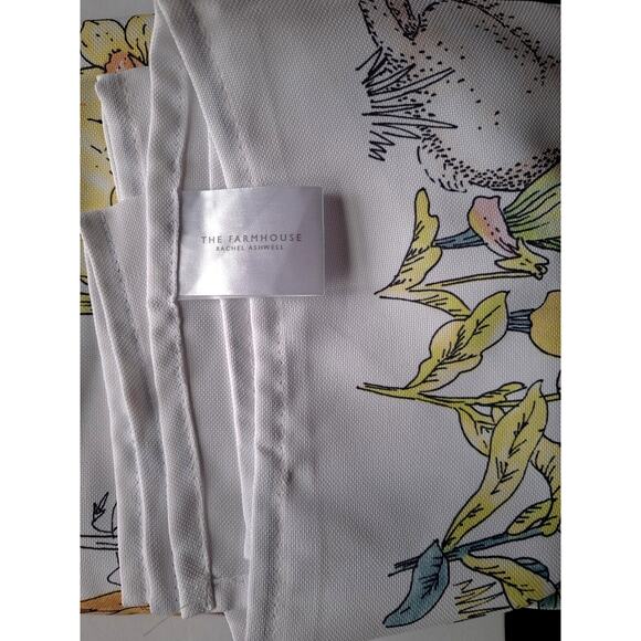 RACHEL ASHWELL Spring Easter Bunny Rabbit 60 x 120" Floral Tulips Tablecloth NEW - Picture 6 of 9